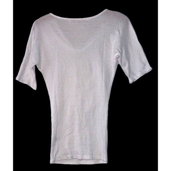 Y2K Michael Stars Drape Neck Shirt Blouse Women's One Size Shine White Stretch - Picture 5 of 8